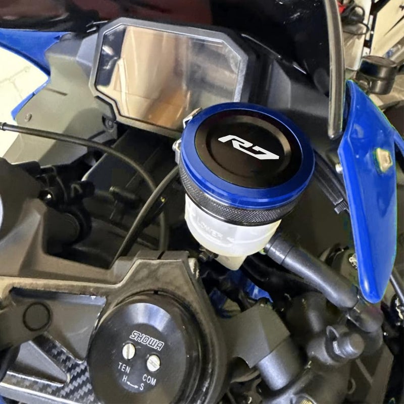 MOWOK Fit For YAMAHA R7 YZF-R7 YZFR7 2025 2024 2023 2022 2021 Motorcycle CNC aluminium alloy Front Brake Fluid Reservoir Protection cap Reservoir cover sock (Blue) - Image 2